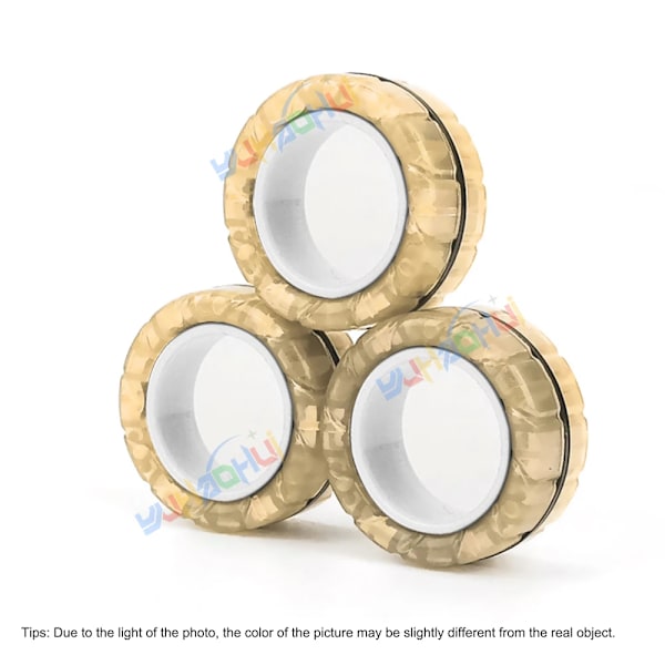 3 st Magnetiska fingerringar Färgglada Ångestdämpande Fidget Leksaker Set för Vuxna Magnet Spinner Anti-stress Lindra Ångest Leksaker för Pojkar Luminous Yellow