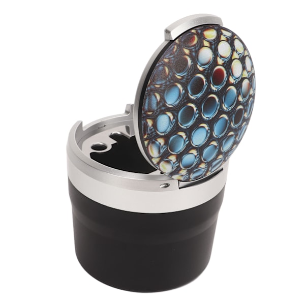 Bärbar bilaskkopp Mini Silver Edge Brandförebyggande Rökfri bilaskkopp med LED-ljus och lock Honeycomb