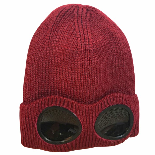 HHL Unisex Goggle Beanie Stickad Winter Chunky Beanie Hat