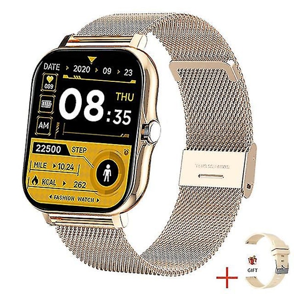 Smartklocka Herr Dam Smartwatch För Android Telefoner Iphone Pulsmätare Fitness Tracker Gold