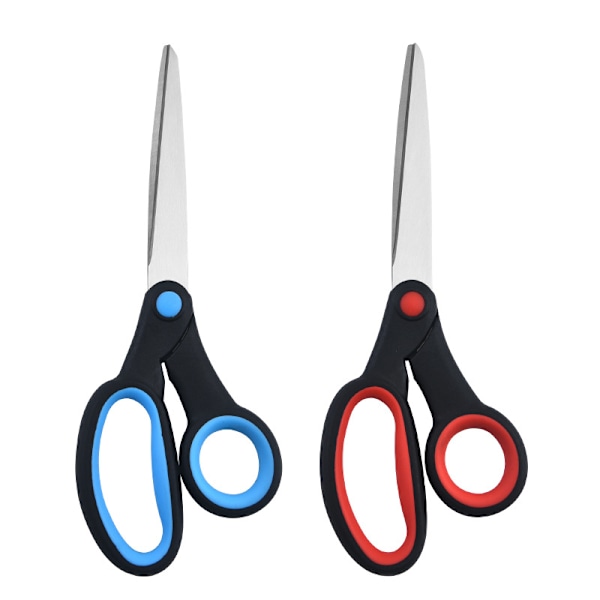 Scissors for Office and Home, Left-Handed Office Scissors in Stainless Steel Custom Left-Handed Scissors, Blue/Red, 2 pcs.