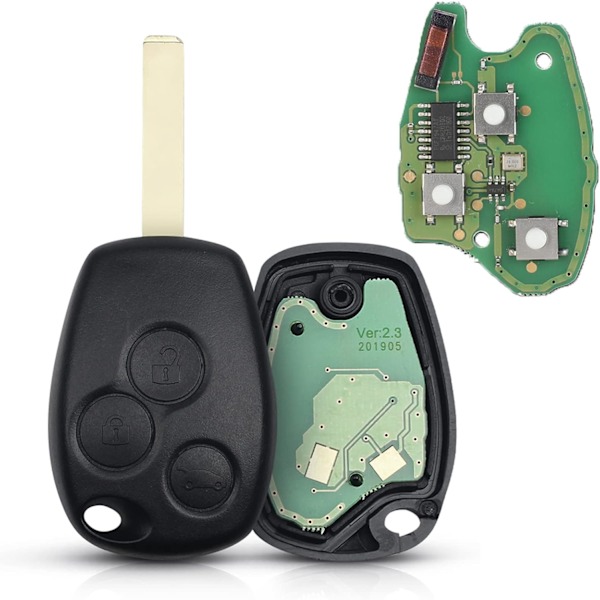 Uskåret nøkkel 3 knapper 433 MHz fjernkontroll bilnøkkelring for Renault Trafic Vivaro Primastar Movano Dacia PCF7947 chip