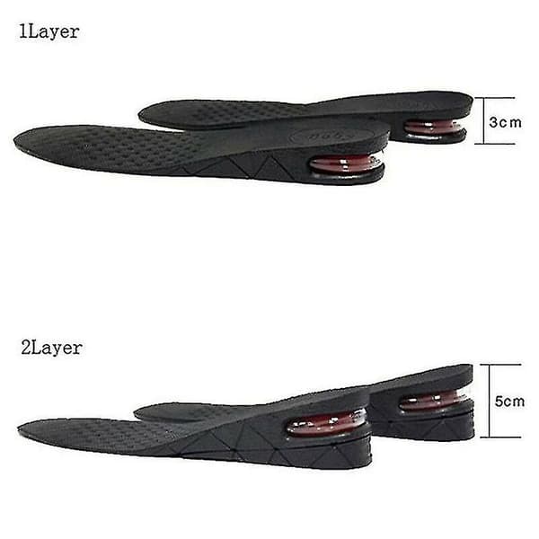 Unisex 3cm 5cm 7cm eller 9cm Hæl Højde Forøgelse Sko Løft Indlægssåler (Sort) 1 Layer(3cm)