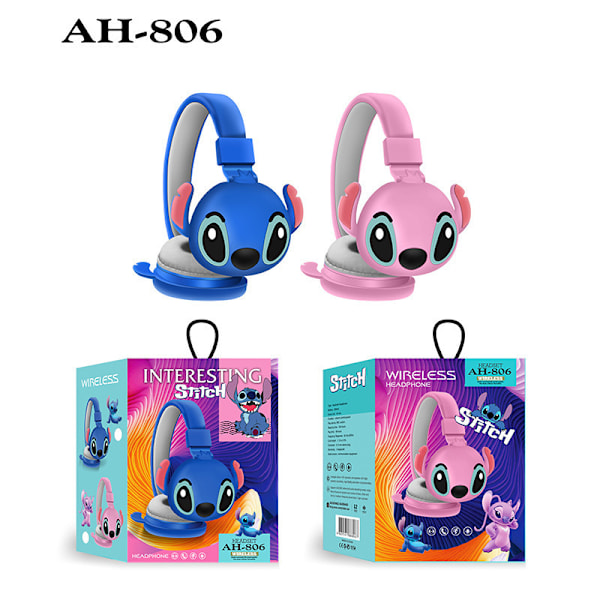 ah-806 Bluetooth-kuulokkeet langattomat kuulokkeet supervalmiustilalla, pitkäkestoiset, korttipaikalla, sarjakuvahahmokuulokkeet (806 (sininen)) 806 (blue)