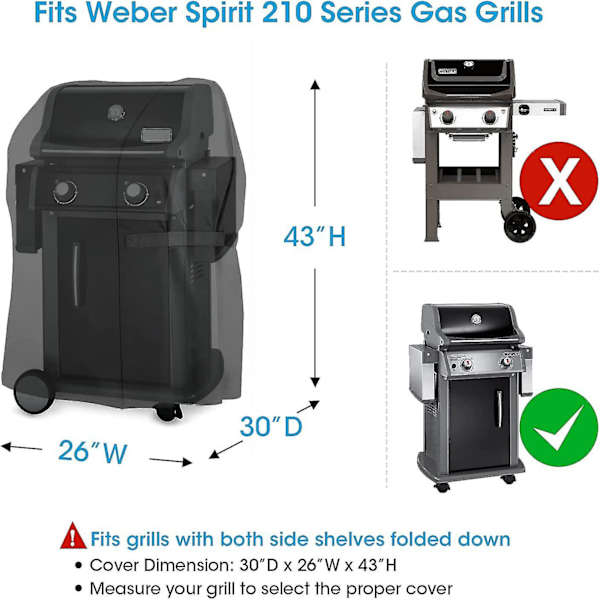 52 tommer grillbetræk til Weber Spirit 200 og 300-serien, grillbetræk til udendørs grill, kraftigt vandtæt grillbetræk, falmebestandigt grillbetræk 30 inches