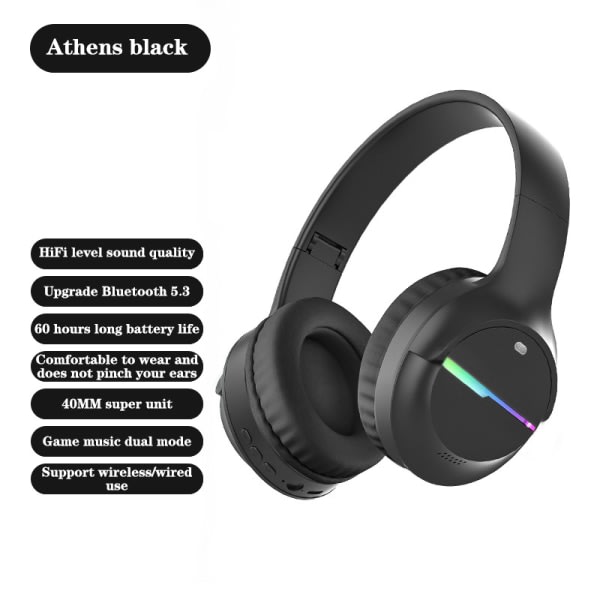 Trådlösa Bluetooth brusreducerande hörlurar Glow Game Headpho black