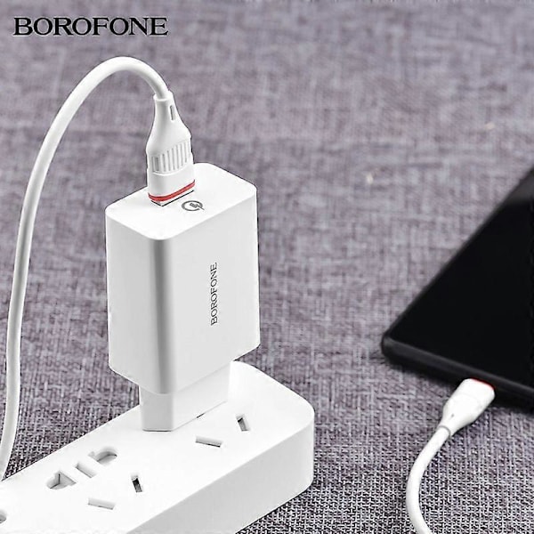 Borofone BA21A Hongtu enkelt port QC3.0 oplader mobiltelefon universal europæisk standard hurtig opladningshoved
