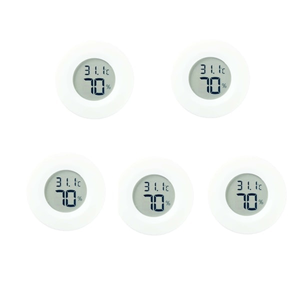 5 st Mini Digital LCD temperatur- och luftfuktighetsmätare trådlös termometer inomhus/utomhus hygrometer vit