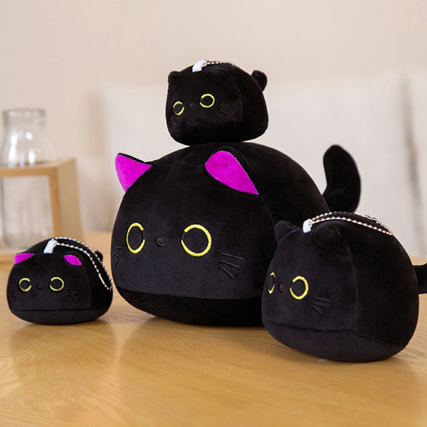 Kawaii Giant Black Cat Formed Mjuka plyschkuddar Doll Lovely Ca G
