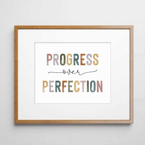 Framsteg är bättre än perfektion, utskrift, klassrumsdekor, barnmotivation, inspirerande kontorsdekor, barnrumsdekor, oramad (8X10 tum)
