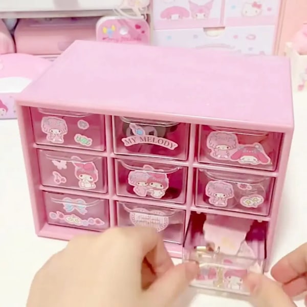 Sanrio Kuromi Kawaii Anime Klistremerke Tilbehør DIY Oppbevaringsboks My Melody C