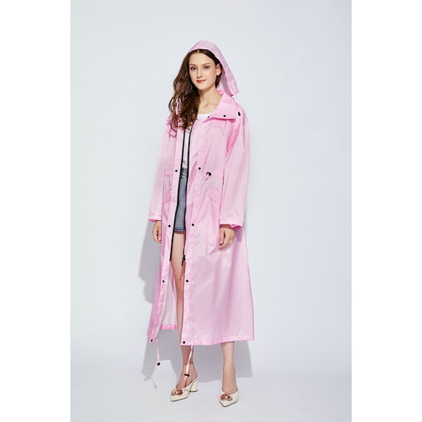 Stilfuld lang regnjakke unisex regnponcho med vandtæt lomme med låg XL