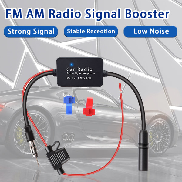 Antennförstärkare, signalförstärkare Universal 12V bil FM AM-radio Antennsignalmottagningsförstärkare Hög förstärkning Lågt brus HD