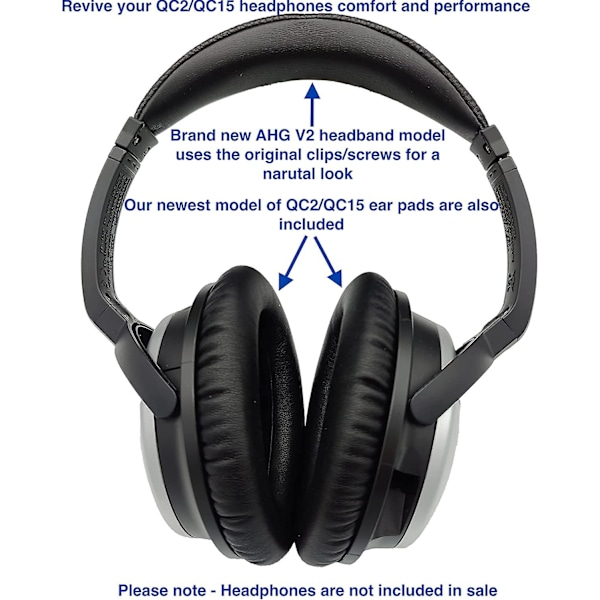 Udskiftningsørepropper til QC15/QC2 og V2 hovedbøjlepude til QC15/QC2, kompatibel med Bose QuietComfort 15 (QC15) og Bose Quiet【GKS】