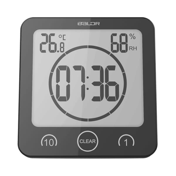 Badeværelsesur, Brusebadstimer Alarm Digitalure, Grå