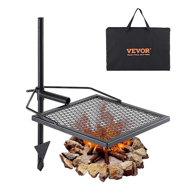 Swivel Campfire Grill, Fireplace Grill Grate Over Fire Pits, Heavy Duty Steel Grill Grates, 360 Adjustable Outdoor Cooking Equipment With Open