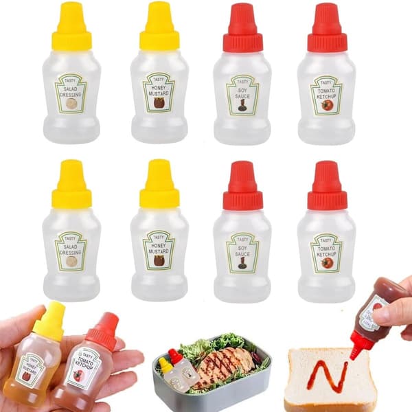 Klämflaskor - 8-pack 25 ml mini såsdispenser med munstycke - Reseflaskor för ketchup och senap black