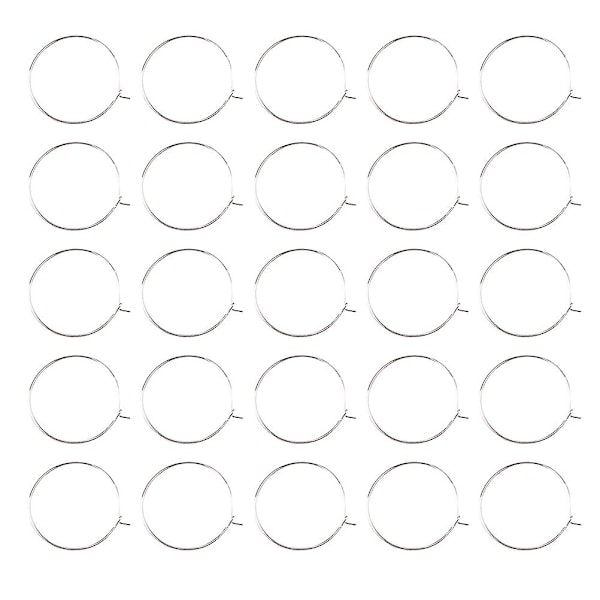 100 stk. vinglas charm ringe til fest, smykker, øreringe, sløjfer, perler, glas charm ringe Sølv