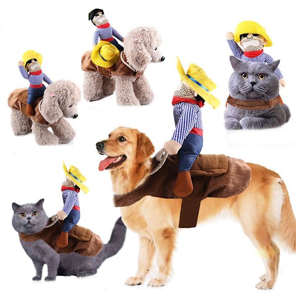 Cowboy Hundekostume Halloween Hundeklæder Ridehest Hvalpe Outfit Kæledyrsbeklædning Til Hund Kat Kostume Fest Cosplay Hunderock S-XL Som Billedet Like the picture M