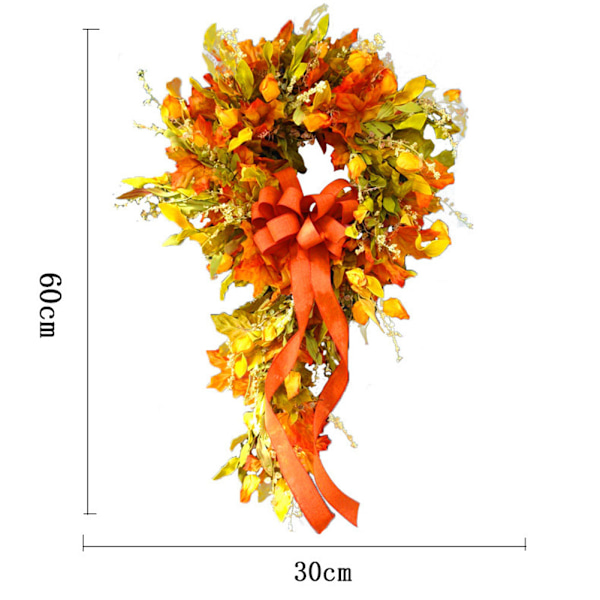 Store efterårs kranser til yderdøren Kunstig Efterår Efterårs krans Kunstig løvblade Høst Garland Halloween Thanksgiving Dekoration Multicolour