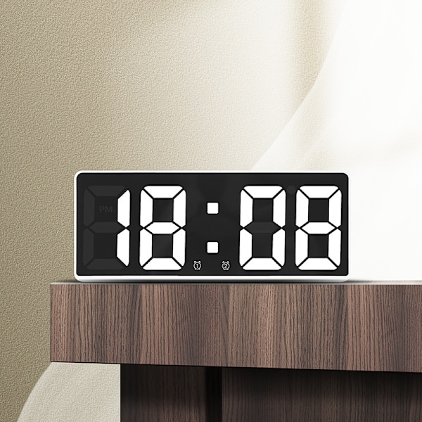 Digital väckarklocka, sängbordsväckarklocka med stor LED-display, A