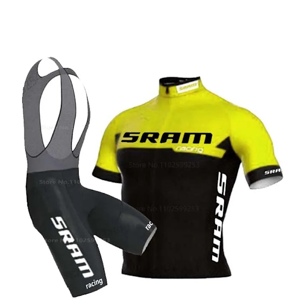 SRAM Racing Sykkeltrøye Sett 2023 Menn Sommer MTB Race Sykkelklær Kortshorts Ropa Ciclismo Utendørs Riding Sykkeluniform Himmelblå Himmelblå Sky Blue 3XL