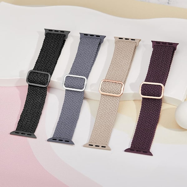 Flätat stretchigt solo loop kompatibelt med Apple Watch armband 4 st 5 4pcs 5 38/40/41mm