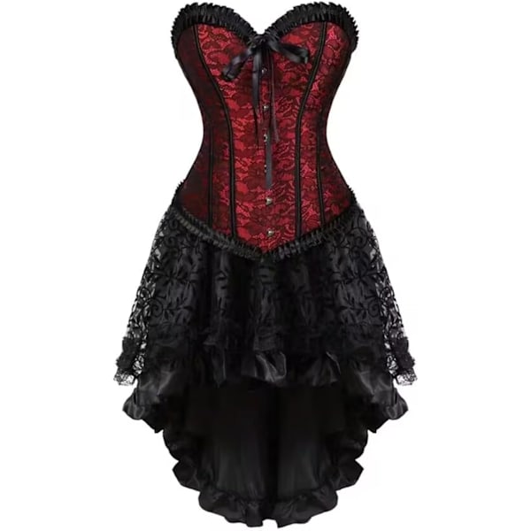 nan Naisten Korsetti Mekko Pitsi Olkaimeton Steampunk Asu Gootti Korsetti Hame Halloween Asu Punaisen Suuri