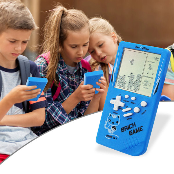 Klassinen nostalginen suuri näyttö, Tetris-pelikonsoli, elektroninen lelu lasten pulmapeliin, valmista kaksi nro 5 -paristoa itse 1pc