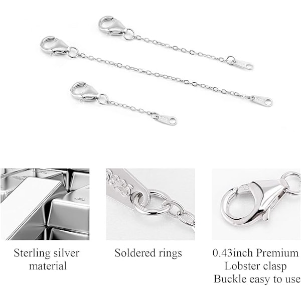 Kaulakorun pidennysketjut, 925 hopea Kaulakorun pidennysketjut, 14K kultapinnoitettu Kaulakorun pidennysketju Ketjun pidennys Choker-kaulakoru Rannekorun pidennysketjut D-silver