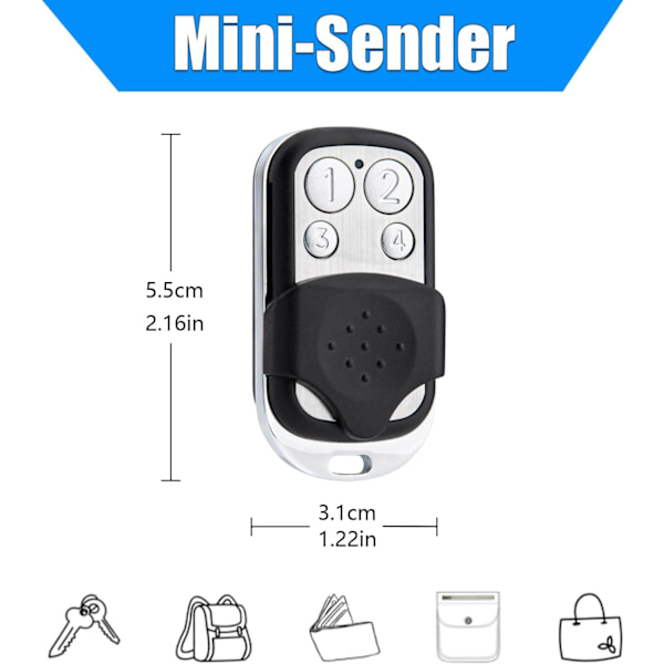 DDcafor Garageportåbner, Garageport Fjernbetjening til Novoferm Novotron Håndholdt Sender 502 MAX43-2 512 MIX43-2 504 MIX43-4 433.92 MHz 1 pasta