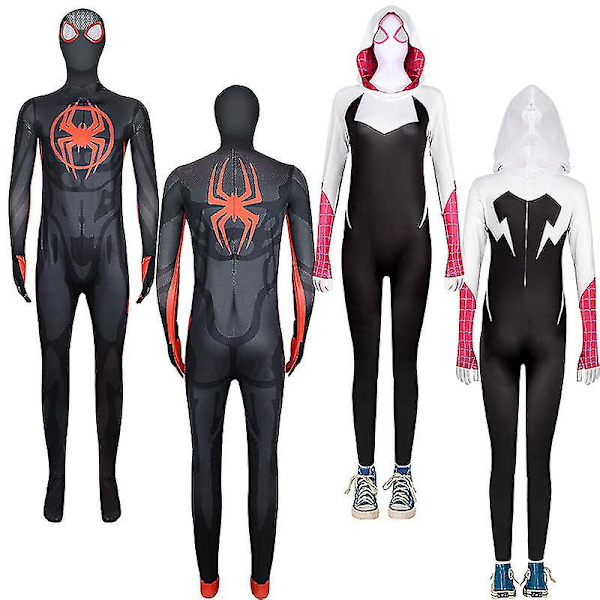 Spider-Man Cosplay-asu Across The Spider-verse Miles Morales Gwen Zentai Halloween-karnevaalijuhlapuku aikuisille lapsille 150 150 Gwen