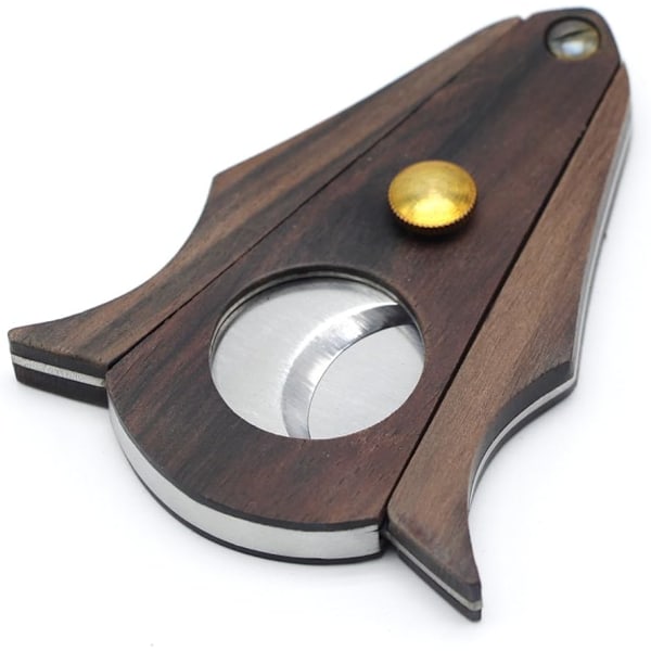 Cigar cutter with locking system in wood and stainless steel,