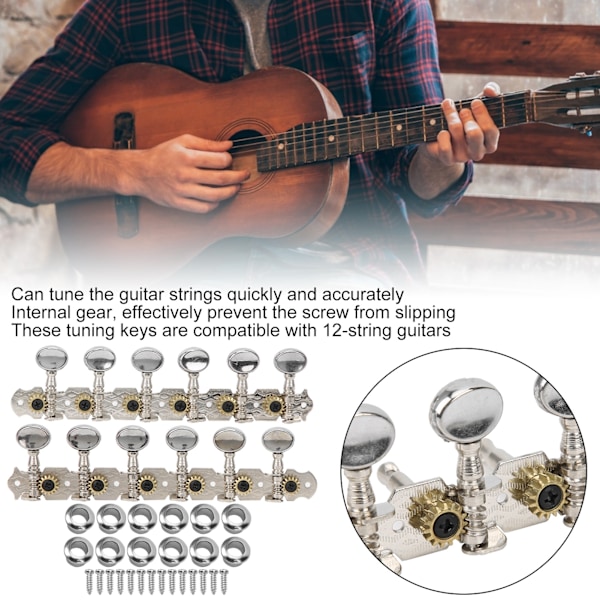 Gitar Stemmeskrue 12 Strenger Metall Maskinhode Åpen Stemmepinn Musikkinstrumentdeler