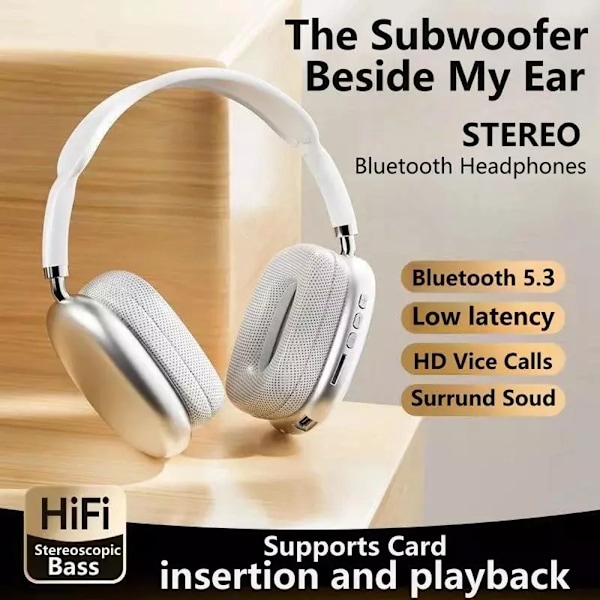 P9 Pro Max Bluetooth 5.3 Utendørs Hodetelefoner – Trådløs ANC for iPhone, iPad white 0.35