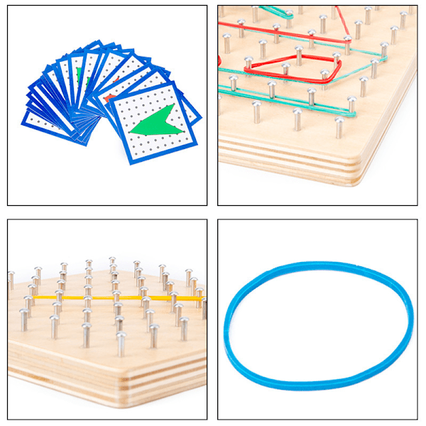 Geometrisk bräda i trä, geometrisk bräda, Montessori-leksaker i trä för