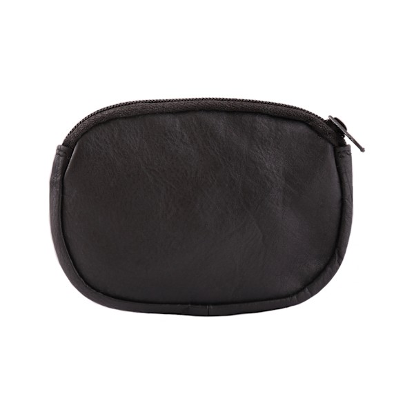 Pyöreä kolikkokukkaro nahkaa Musta Black one size
