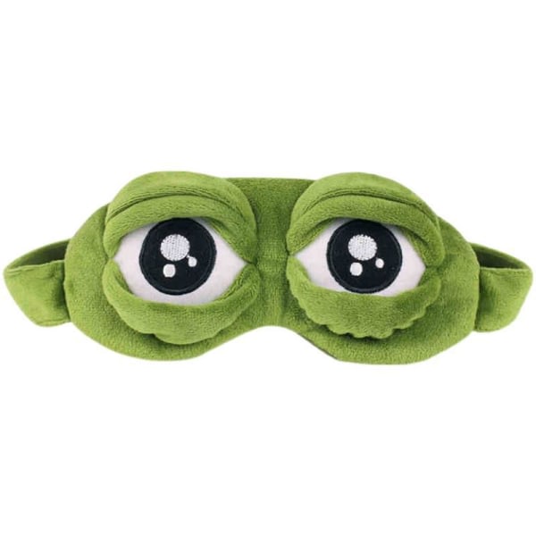 Set med 3 delar Ögonmask Grön tecknad Sad Frog Cover Sovvila Resor Anime Rolig present