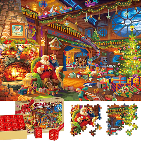 Puzzle Advent Calendar 2024, Christmas Calendar Puzzles 1008 Pieces, 24 Days Christmas Puzzle Advent Calendar 2024, Christmas Gifts for Adults Kids