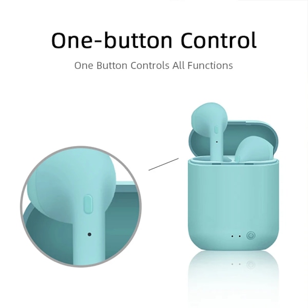 Original TWS I12 Macaron Trådlösa Bluetooth-hörlurar Matt Sport Binaural Öronproppar Trådlösa Hörlurar Bluetooth-hörlurar Green