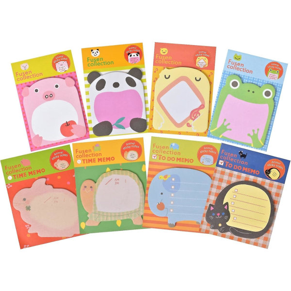 8 block Animal Sticky Notes, Söta Sticky Notes för barn, Novelty Memo Note Pad Roligt för barn, Party Bags Filler, Children School