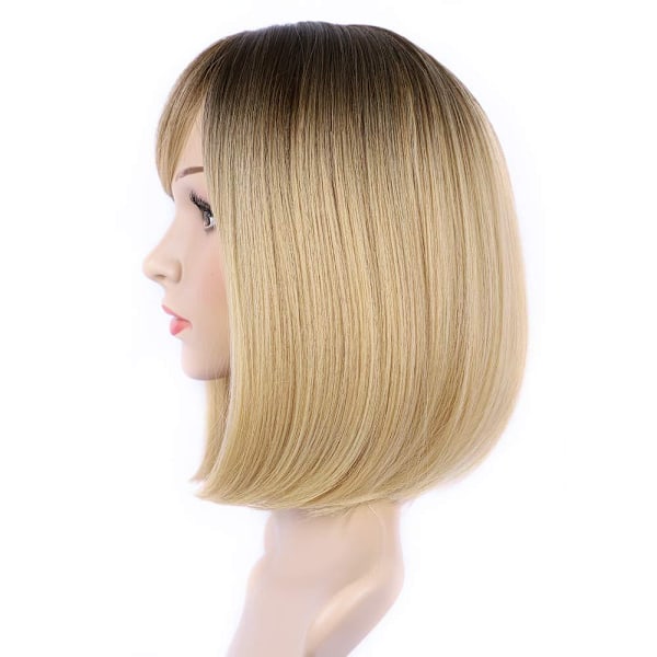 ACY Mörk botten blond peruk vacker lugg kort bob peruk 30 cm värmebeständig syntetisk