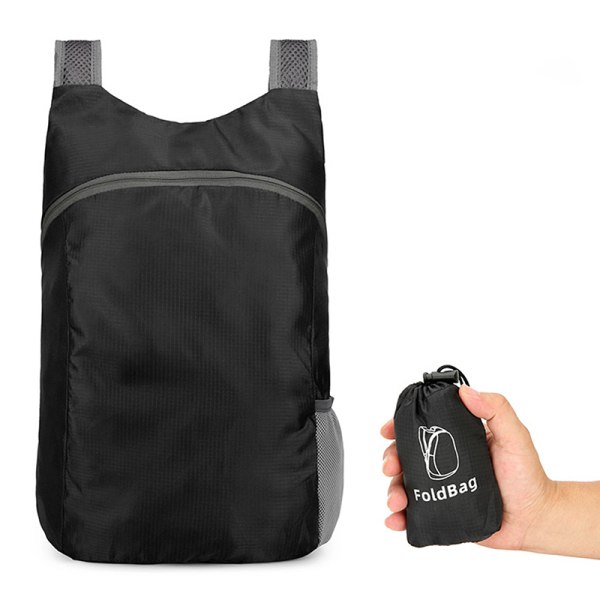 Lättviktsryggsäck Ultralätt packbar hopfällbar ryggsäck ut Black
