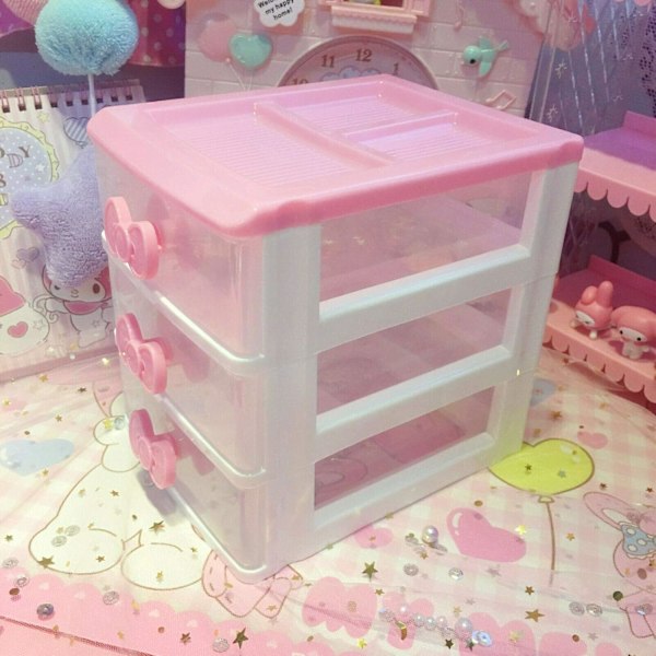 Reception storage box with three-tiered desk, pink bow