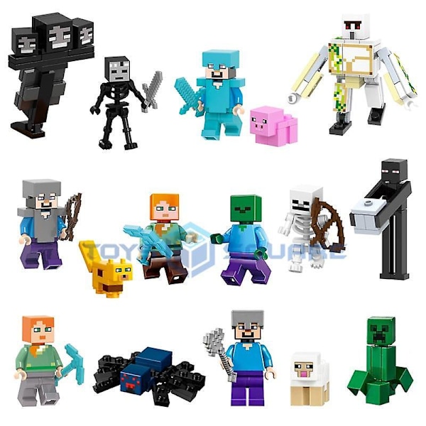 Herobrine Ghast Wither Steve med My World Actionfigurer Modell Byggeklosser Sett Gaver Leke for Barn C set