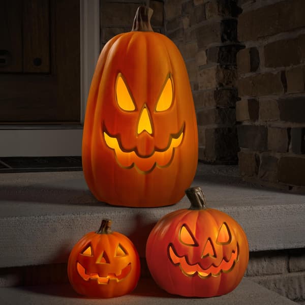 Batteridrevet LED-lysende græskar (Jack-o'-Lantern) med timerfunktion, 25 cm