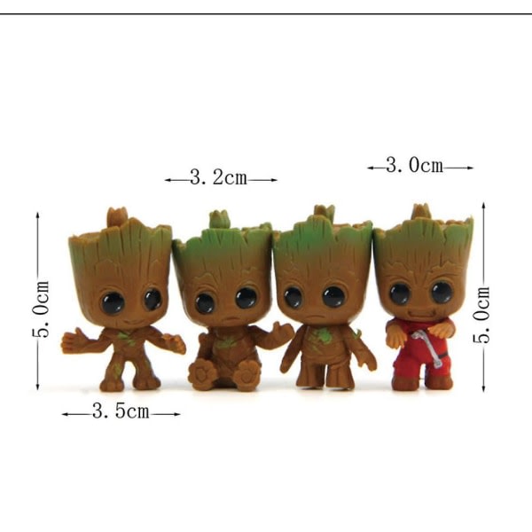 4 bitar Baby Groot Nyckelring Guardians Of The Galaxy, klassisk film actionfigur, perfekt som present