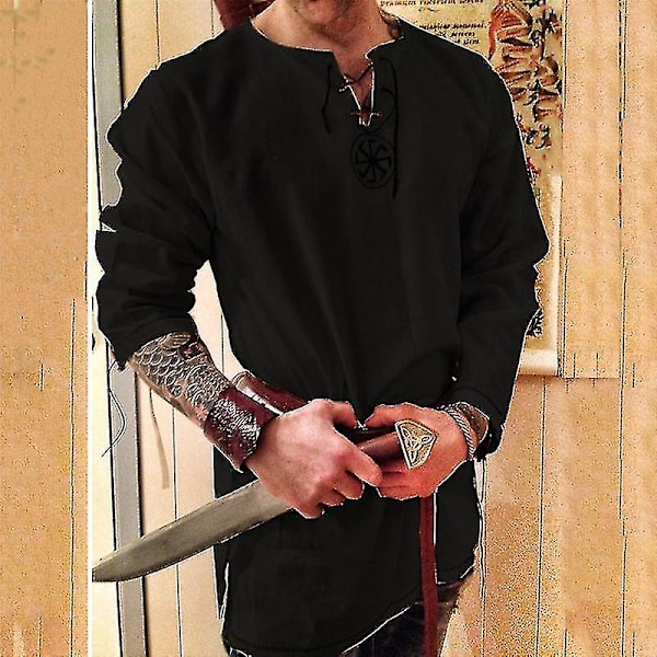 Riddarkostym Medeltida Tunika Halloween Kostym För Män Vuxen Viking Pirat Förklädnad Fancy Kläder Karneval Skjortor Färg 2 Color 2 XXXXL
