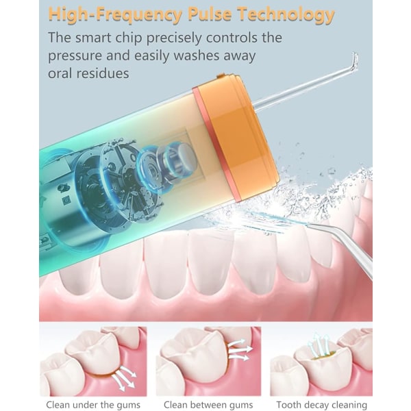 Vattentråd för tänder sladdlös-DDKJ bärbar elektrisk tandtråd med avtagbar vattentank, munsköljare vatten tandtråd, 4 lägen och 4 jetmunstycken, 2