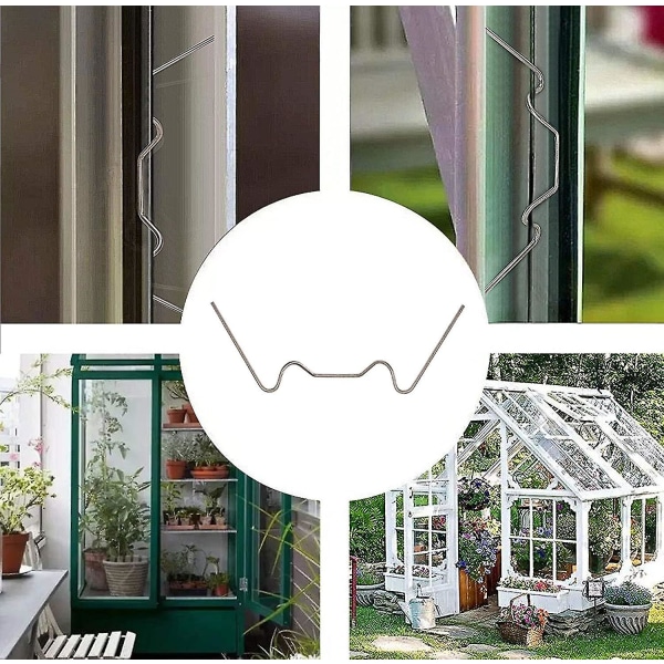 HHL 100 stk drivhusklemmer for glass rustfritt stål drivhus vindusklemmer klemmer for drivhusglassklemmer